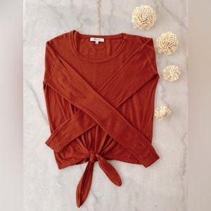 Madewell Burnt Orange Modern Front Tie Sweater Top